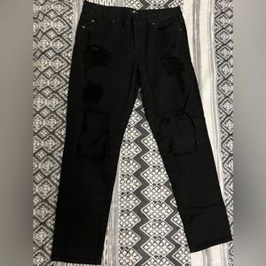 7 for all mankind black ripped jeans